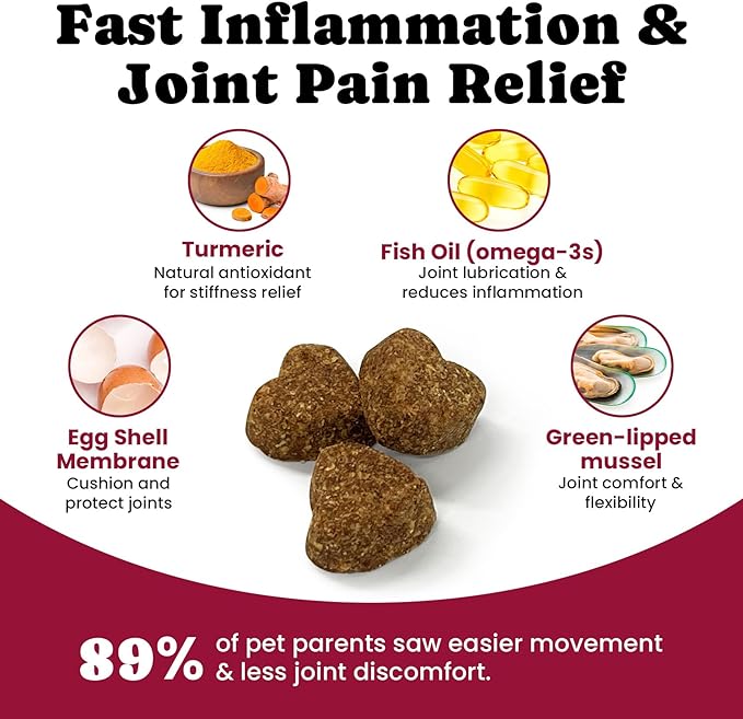 Glucosamine for Dogs Hip & Joint Support, Joint Supplement for Dogs with Chondroitin, Dog Joint Chews for Pain and Inflammation Relief for Large & Small Breeds - 60-Day Satisfaction Guarantee - 180 Ct