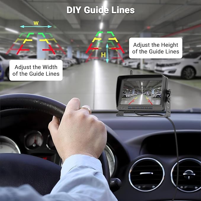 Hikity Wireless Backup Camera Trucks -7 Inch HD 1080P Rear View Camera Monitor Kit, IP68 Waterproof, 320ft Stable Signal, Wide Angle, Night Version, Plug and Play Monitor System for Car, RVs, SUVs