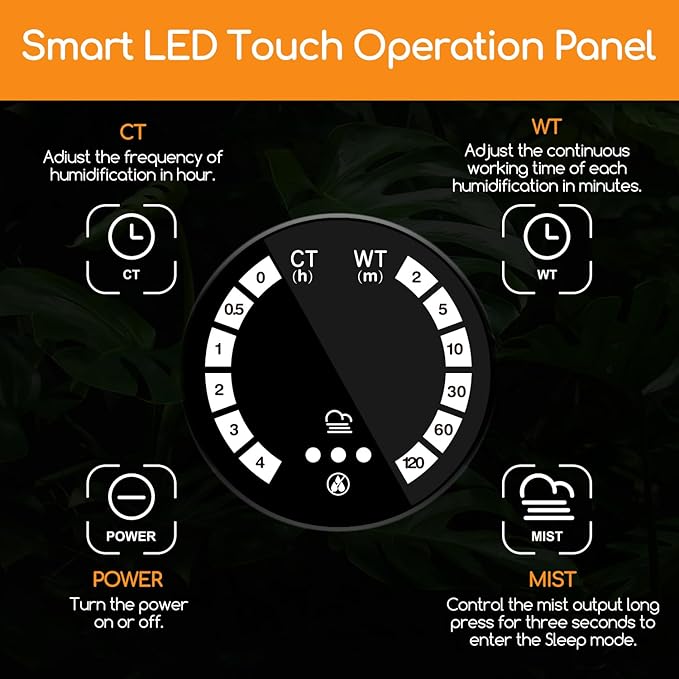 OIIBO Reptile Fogger Humidifier with Timing, 4L Large Digital Reptile Fogger Terrarium Humidifiers with Double Extension Tube Automatic Reptile Misting System