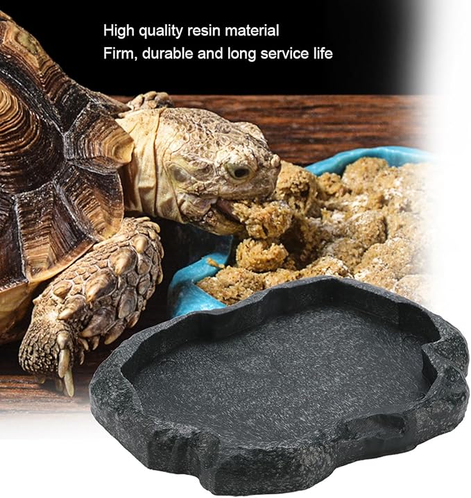 Tortoise Water Dish, 7.1 * 5.5 * 0.8in Reptile Water Dish，Reptile Food Dish Suitable for The Feeding and Watering Needs of Various Pets