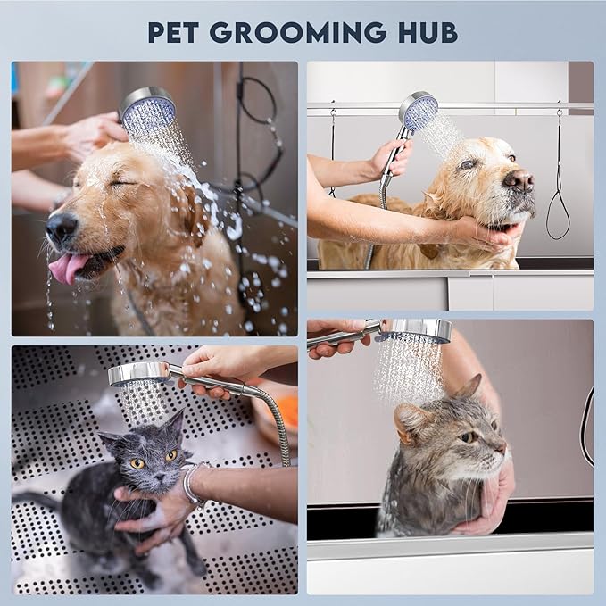 Dog Grooming Tub 62'' Dog Bathtub XL-Style Pet Bathing Tub Stainless Steel Dog Wash Station for Large Dogs Home Commercial with Faucet, Sliding Door