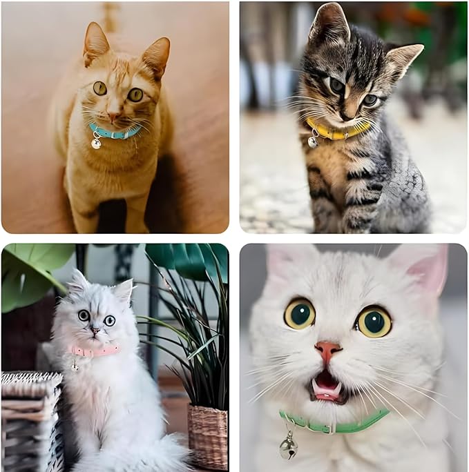 Purple XS Cat Collar with Bell, Soft Pu Leather Dog Collars Adjustable Buckle for XXS Extra Small Medium Tiny Female Male Boys Girls Pets Puppy Kitten Teacup Yorkie X-Small