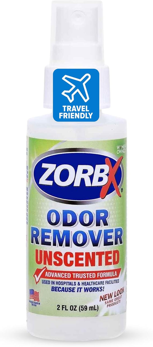ZORBX Unscented Mini Odor Eliminator Spray – Used in Hospitals & Healthcare Facilities | Advanced Trusted Formula | Tag Along, Lightweight and Travel-Friendly Odor Remover - 2 Oz