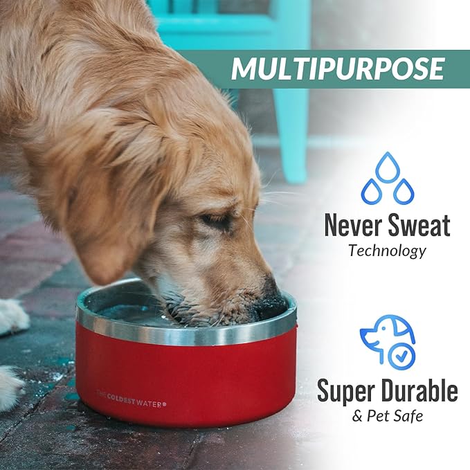 Coldest Dog Bowl - Anti Rust Metal, Non Slip, 3 Layers Insulated Stainless Steel Dog Bowls - Spill Proof & Heavy Duty - Water Bowl for Dogs, Cats & Pets, Dish Washer Safe (200 oz, Celestial Blue)