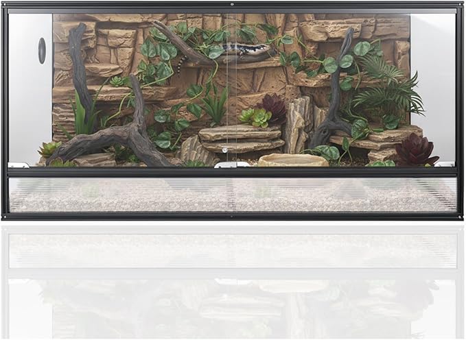 120 Gallon Bearded Dragon Tank, 48"x24"x24" (4x2x2 ft) Large Reptile Terrarium, Reptile Enclosure with Aluminum Frame, Mesh Top, Sliding Lock Doors