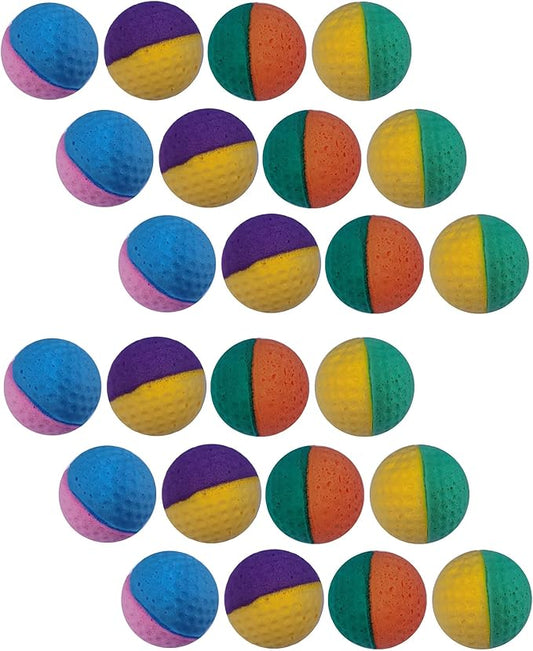 YnFag 24 Pack Foam Soccer Balls Cat Toys for Indoor Cats Cat Balls (24Pcs Two-Color Golf)
