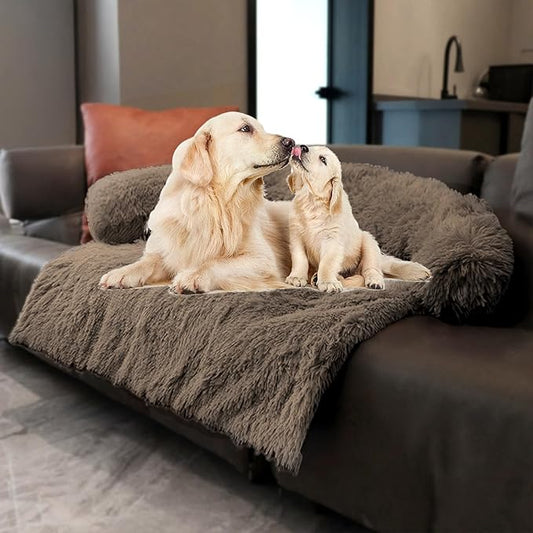 Calming Dogs/Cats Bed Mats, Dog Pad Washable Removable Couch Cover, Plush Long Fur Mat for Pets, Waterproof Lining, Perfect for Small, Medium and Large Dogs and Cats (Desert Brown, 41"x37")