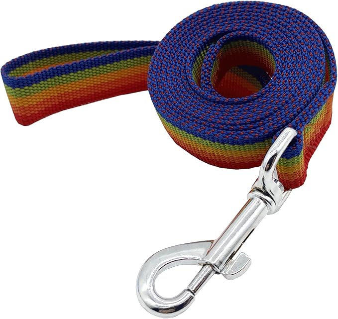 Nylon Dog Training Leash, Traction Rope, 4Ft /5 Foot /6 Feet Long, 5/8 inch 3/4 Inch 1 Inch Wide, for Small and Medium Dogs (5/8'' x 6 FT, Rainbow)