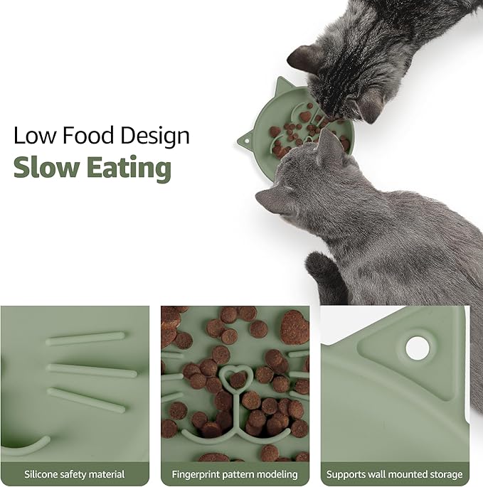 Coomazy Silicone Slow Feeder Dog Cat Bowls, Interactive Puzzle Toy for Pets Dry/Wet Food Training, Keeps Dogs Cats Busy, Prevents Puppy Kitty Overeating (Green, 0.8 Cup)