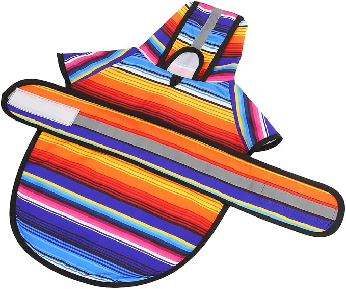 HDE Dog Raincoat Jacket Reflective Adjustable Hooded Pet Poncho Rain Coat with Leash Hole for Small to X-Large Dogs Baja Stripes - L