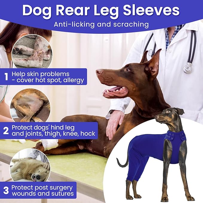 Nanaki Dog Wound Care Shirt, Leg Sleeves to Stop Licking Rear Leg and Abdomen, Surgery Suit for Female Spay, Onesie for Surgery Female, Surgical Recovery Suit Wound Heal Clothes