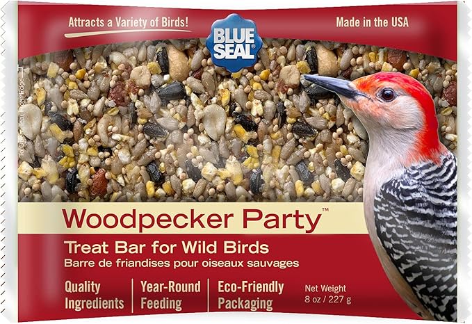 Blue Seal Woodpecker Suet Treat Bars for Wild Birds - No Mess Suet Feed, Food for Woodpeckers, Cardinals, Sparrows & More - 8 oz Bird Seed Cakes (Pack of 12)