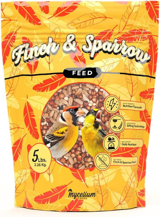 Mycelium Organic Finch & Sparrow Wild Bird Food (5 LB Bag) | Premium Seed Mix for Songbirds | Balanced Energy & Nutrition | Sifted, Low-Waste, Made in USA