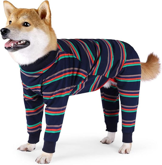 Dog Recovery Suit, Abdominal Wound After Surgery Wear, Prevent Licking Wounds, E-Collar & Cone Alternatives, Long Sleeve Postoperative Shirts Dog Pajamas Prevent Shedding(3XL, Blue)