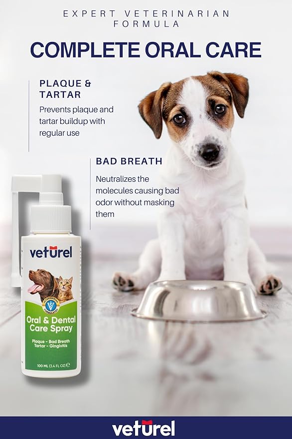 Natural Dog Teeth Cleaning Oral Care Spray - May Help with Bad Breath - May Support Plaque and Dental Care for Cats - May Help Reduce Plaque for Dogs and Cats - 3.4 oz