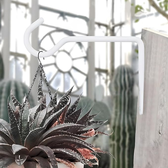 White Metal Wall Hooks Hanging Plant for Bird Feeders, Wind Chimes, Flower Baskets.Wall Plant Hangers Indoor/Outdoor (White, 2PCS)