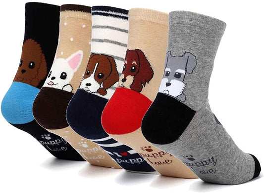 Womens Grils Cute Animal Socks, Dog Cat Socks, Novelty Funny Crew Sock, Animal Gifts for Women Dog and Cat Lovers