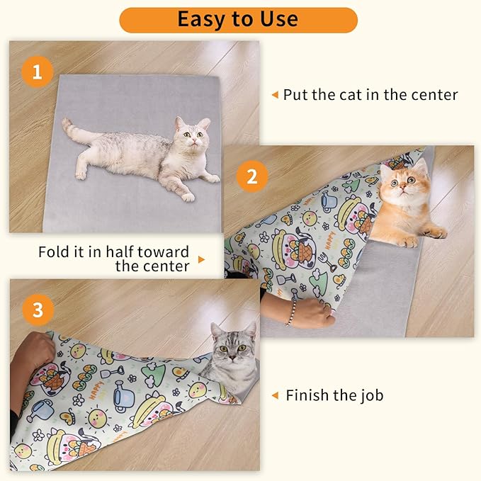 Cat Wrap for Grooming,Cat Wrap for Cutting Nails,Self-Adherent Soft Cat Blanket，Restrain The Cat to Keep Calm,Anti-Bite, Anti-Scratch, Wrap Anti-Escape Grooming Bags for Cats (Within 6lbs)