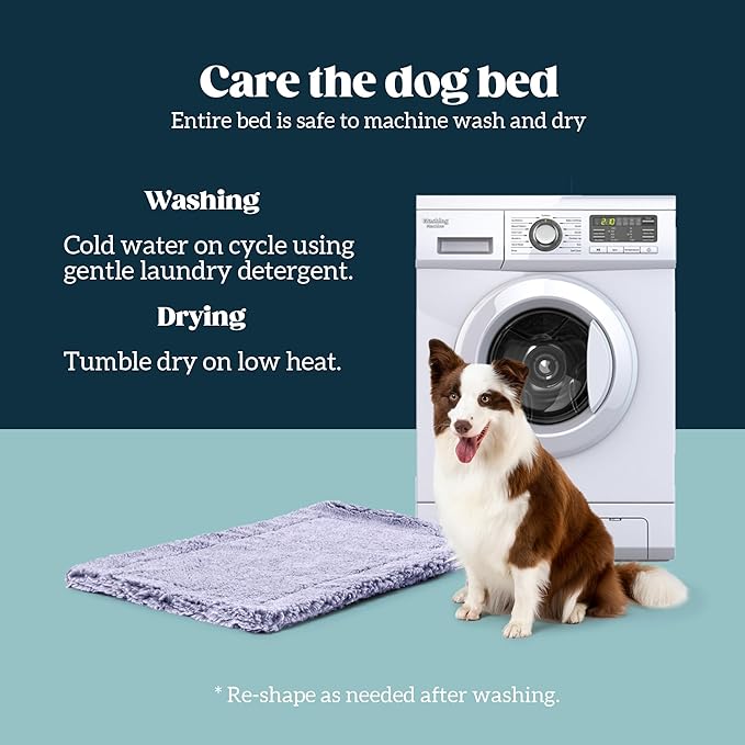 Stoutwool Indestructible Dog Bed - Fluffy Chew Proof Dog Crate Pad - Tough Kennel Pad for Aggressive Chewers - Washable, Ideal for Large Breeds & Fits 36-Inch Crate - 35"x22", Jacaranda