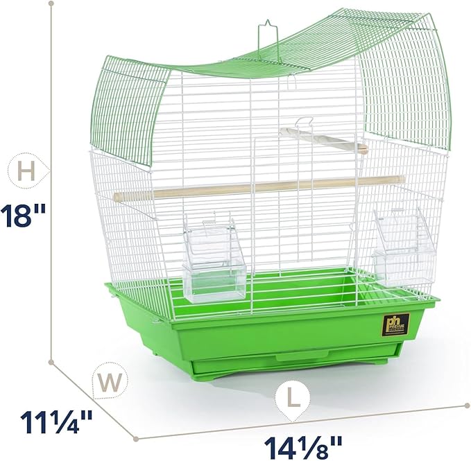 Rustic Retreat Top Bird Cage with Durable Metal Construction, Spacious Interior, and Convenient Top Access Lime Green/Wave Top