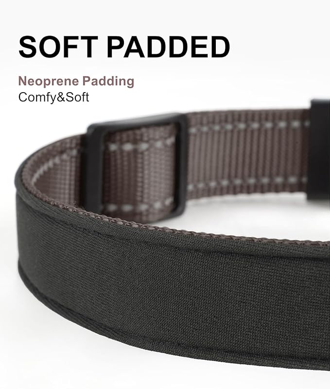TagME Airtag Dog Collar,Waterproof Reflective Pet Collar with Airtag Holder,Soft Padded and Double D-Rings for Puppy,Brown