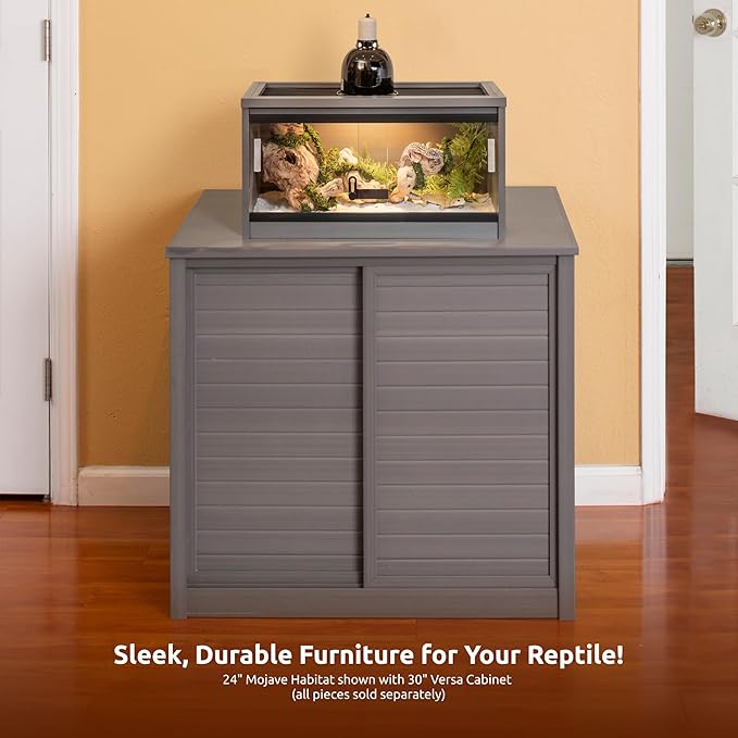 New Age Pet® ECOFLEX® Small 24" Reptile Enclosure, Glass Front Terrarium for Snakes, Lizards & Tortoises, in Maple or Grey, Easy to Clean, Front Access Design