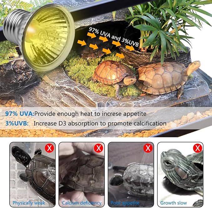 DOMICA 4-Pack 50W UVA UVB Light Bulbs for E27 Reptile Heat Lamp, Basking Spot Light Simulated Sunlight, Heating Lamp for Turtle, Lizard, Snake, Beared Dragon, Amphibians