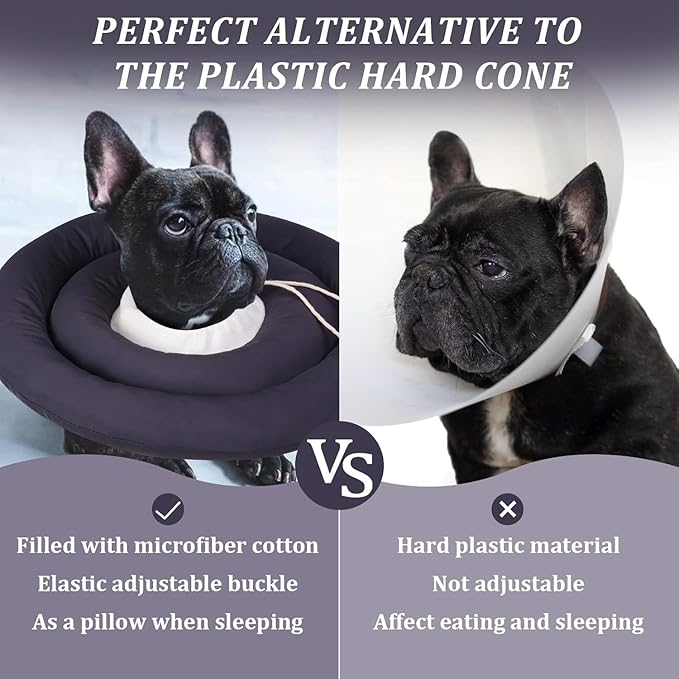 IDOMIK Dog Recovery Collar, Waterproof Soft Dog Cone After Surgery, Comfy Protective Elizabethan Collar Alternative for Dogs Cats, Adjustable Pet Neck Donut Cone Anti-Licking Biting Wounds,Grey,3XL