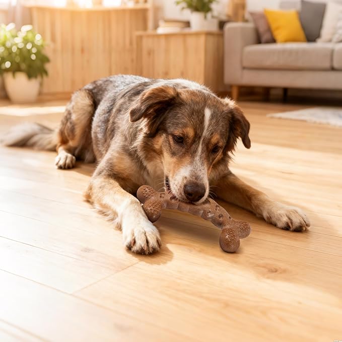 Dog Chew Toy for Aggressive Chewers Milk Flavored Indestructible Dog Bone Toys for Medium Large Breed to Keep Them Busy