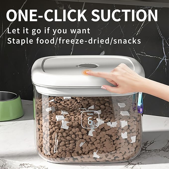 Vacuum Sealed Pet Food Storage Container - 6L/12L Airtight Bucket for Cat & Dog Food, Also for Rice & Grains, Pest-Proof (12L)