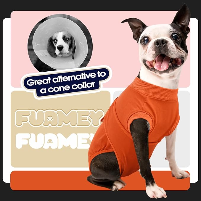 FUAMEY Dog Recovery Suit Male,Dogs Surgery Neuter Suits Puppy Spay Shirts for Female Protect Dog's Skin Anti Licking Abdominal Wounds Doggie Onesie Pet Bodysuit Alternative to Cone Orange XL