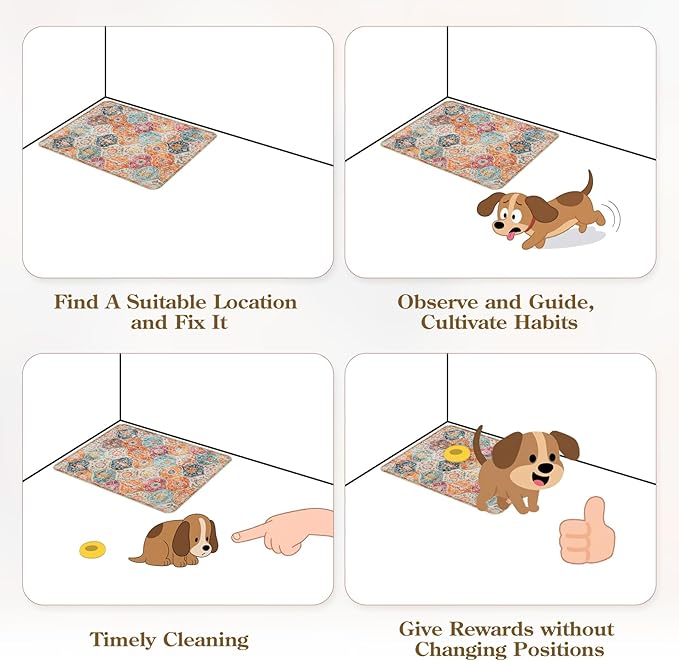 HAOCOO Washable Pee Pads for Dogs, (2 Pack) 3Ft x 4Ft Non-Slip Reusable Puppy Training Pads with Waterproof, Orange Super Absorbent Leak-Proof Whelping Pads Litter Mat for Pet Housebreaking