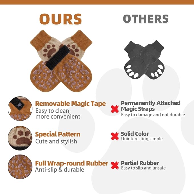 KOOLTAIL Dog Socks for Hot/Cold Pavement to Prevent Licking Paws Scratching,Anti Slip Pet Boots&Paw Protector for Hardwood Floors,Traction Control Grip Booties for Small Medium Large Senior Dogs M