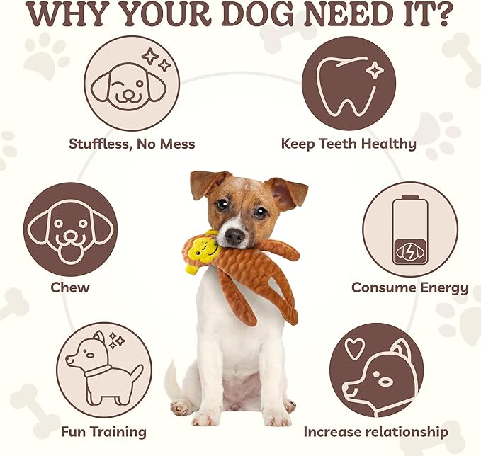 SHARLOVY No Stuffing Dog Toys 5 Pack, Crinkle Interactive Dogs Toy for Boredom, Puppy Toys for Teething to Keep Them Busy, Cute Squeaky Dogs Toy for Small, Medium, and Large Breed