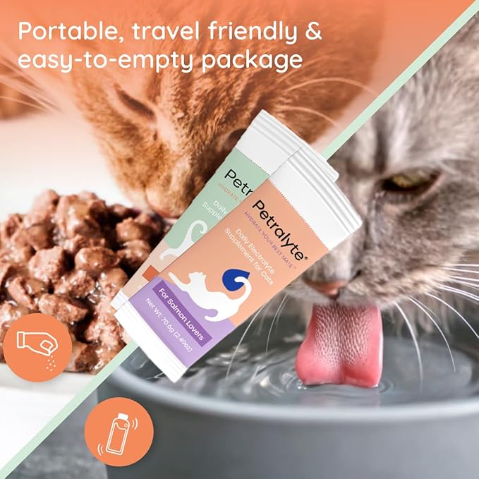 Petralyte Cat Hydration Electrolyte and Cat Joint Supplement | Hydration Support for Cats w/Glucosamine, Chondroitin, L-Glutamine, Taurine, Lysine & Prebiotics | Sample Pack | 8 Packets