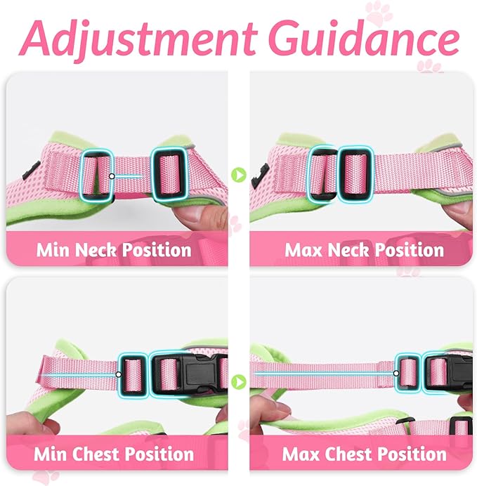rabbitgoo Cat Harness and Leash for Walking, Escape Proof Soft Adjustable Vest Harnesses for Cats, Easy Control Breathable Reflective Strips Jacket, Green&Pink, XXS