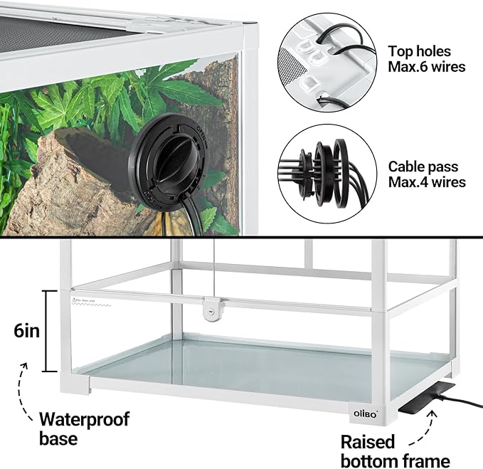 OiiBO 67 Gallon Reptile Tall Terrarium, Vertical Reptile Tank 24" x 18" x 36" Full Tempered Glass Double Front Opening Door with Top Mesh Lid, Reptiles Amphibians Habitat Enclosure (Knock-Down)
