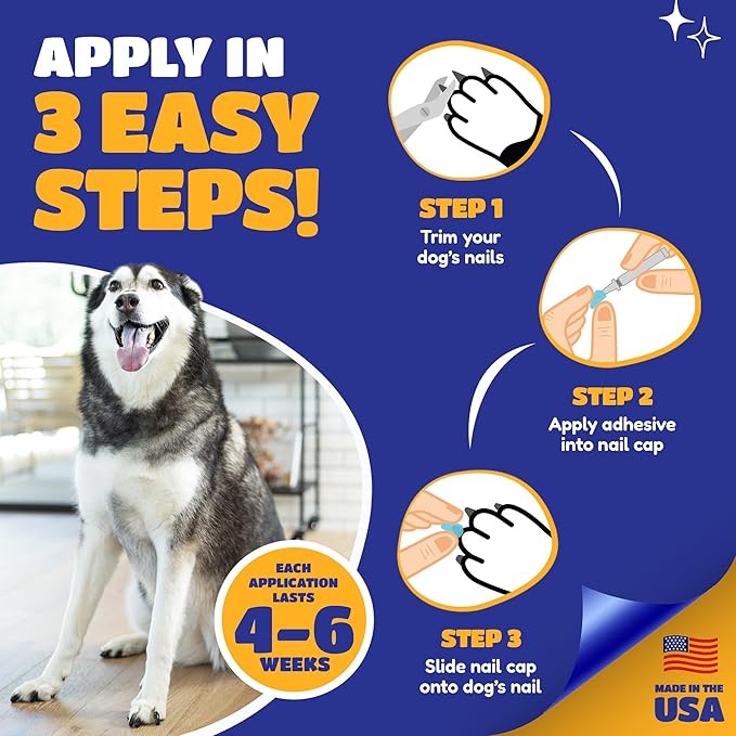 Soft Claws Nail Caps for Dogs with Non-Slip Design - 40 Dog Nail Covers for Long-Lasting Protection of Floors and Furniture - Red, Medium