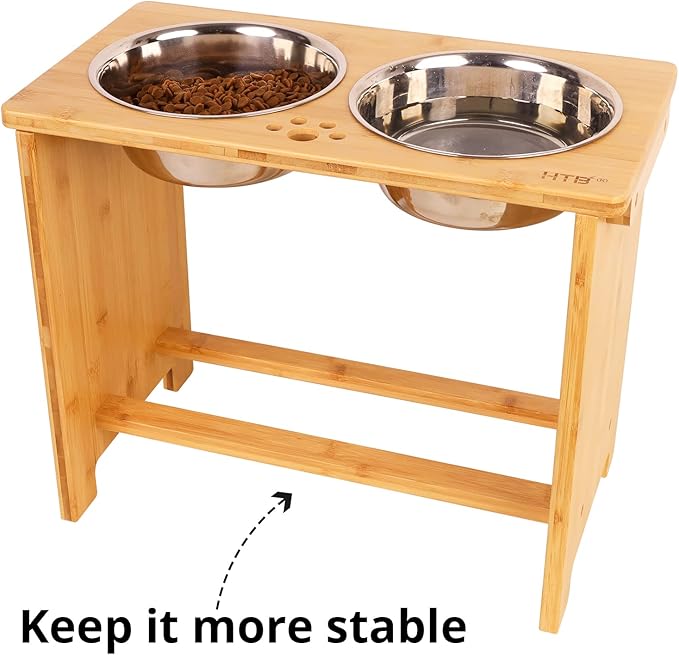 HTB Elevated Dog Bowls,Raised Dog Bowl Stand with 2 Stainless Steel Bowls,Elevated Raised DogBowls for Large Medium Small Sized Dogs