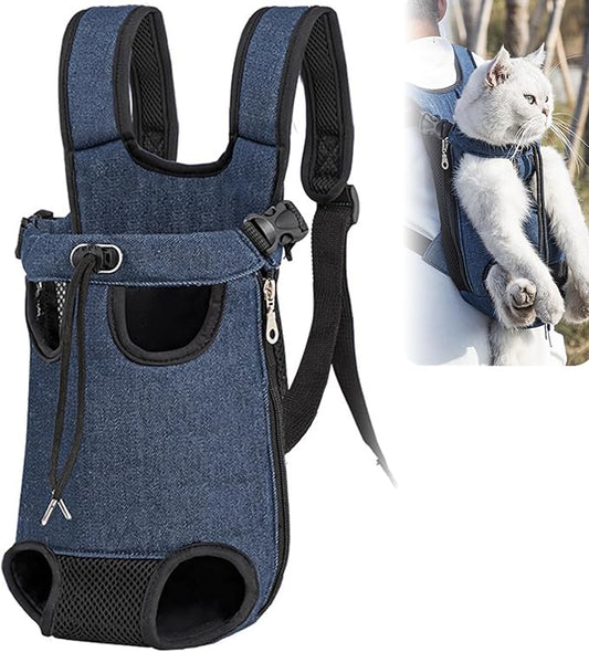 Portable Pet Carrier Backpack, Adjustable Pet Front Cat Dog Carrier Backpack Travel Bag for Small Medium Dogs Cats Puppies, Cat Backpack Carrier for Hiking Cycling (M, M)