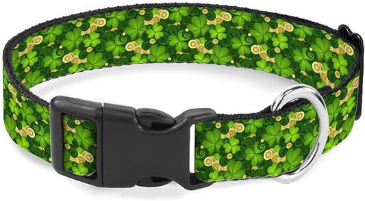 Shamrock Gold Coin St Patrick's Day Dog Collar Soft Pet Collars for Small Medium Large Breed Dogs Cats Puppy Kitten Terrier