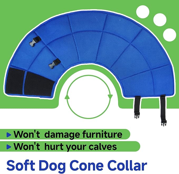 Dog Cone Collar XL, Soft Cones for Large Medium Small Dogs,Adjustable Dog Cone Alternative to Stop Licking, Comfy Elizabethan Collar for After Surgery Wound Healing & Hot Spots Blue