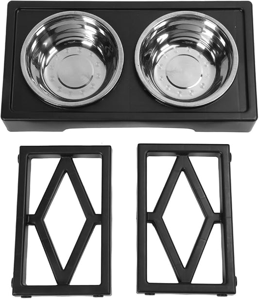 Elevated Adjustable Dog Bowls Prevent Slip Height Raised Stand with 2 Stainless Steel Food Bowls Dogs Cats Applicable Scene Home