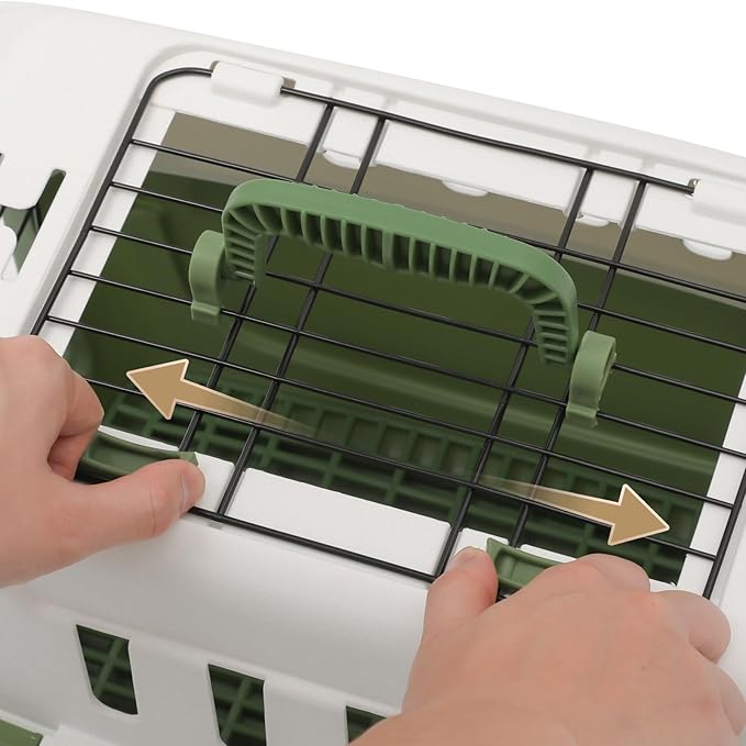 MoNiBloom 18-Inch 2-Door Top Loading Cat Carrier, Plastic Dog Crate Hard-Sided Dog Travel Carrier for Small Dogs and Cats, Ventilation and Security Lock Design for Pets up to 10 lbs (Green)