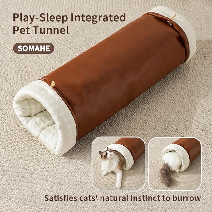 Cat Beds for Indoor Cats Dog Bed for Small Dogs 5 in 1 Function - Leather Mats Bed Cave Pillow Pad for Puppy & Kitten Four-Season 27.5 * 35.4inch Grey