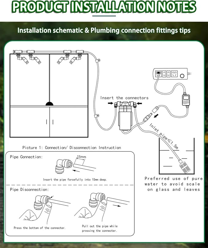 Reptile Mister Automatic Misting System, Reptile Humidifiers for Terrariums, Reptile Misting System with Programmable Timer & 6PCS Adjustable 360° Nozzles, for a Variety of Reptiles/Amphibians/Herbs