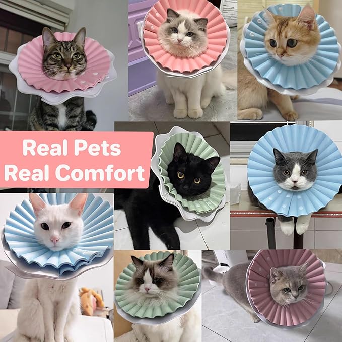 Soft Cat Cone Collar for Cats– Adjustable Lightweight Recovery E-Collar to Stop Licking, Scratching & Biting After Surgery, Comfortable Wound Healing Cone Alternative (Pink, M)