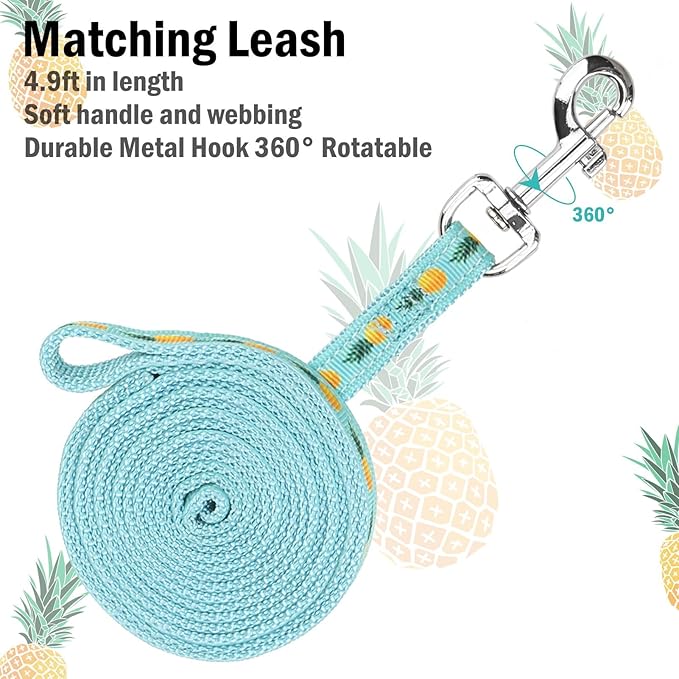 PUPTECK Adjustable Cat Harness and Leash Set Escape Proof Kitten Strap Collar for Walking Travel, Pineapple