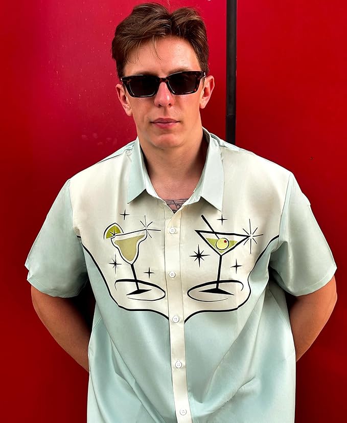 Men’s Hawaiian Shirt Western Cowboy Symmetrical Print Short Sleeve Button Down Casual Beach Holiday Summer Shirt