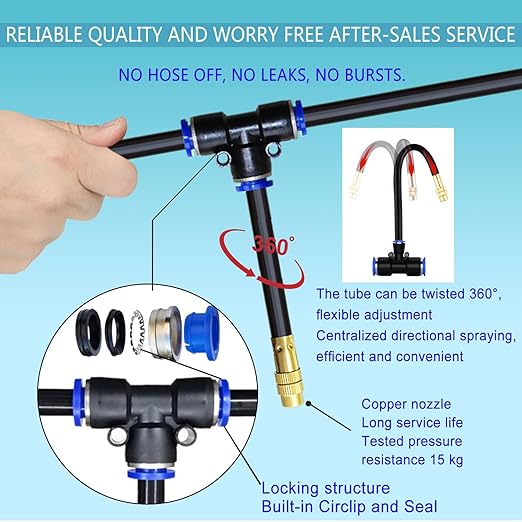 98Ft Greenhouse Drip Irrigation Kit Automatic Irrigation System 360°Adjustable 30 Brass Spray Nozzles 12mm Irrigation Tubing Hose Patio Misting Plant Watering with Blank Distribution Tubing Hose